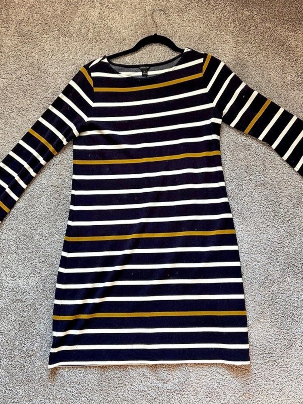 Ann Taylor Striped Midi Dress in Blue & White Size Medium Like New